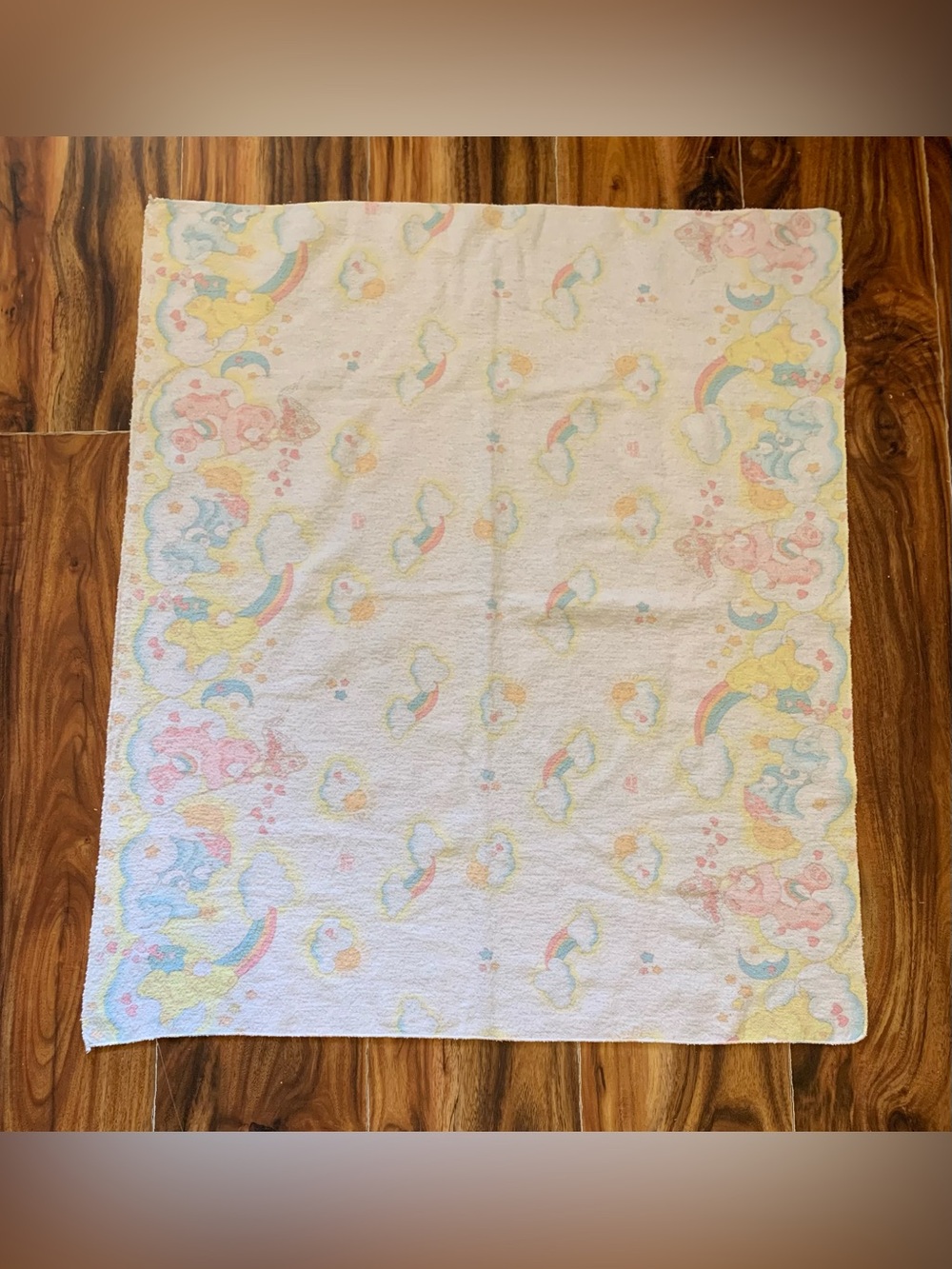 Vintage Care Bear Receiving Baby 35”x 29” Blanket              4010O